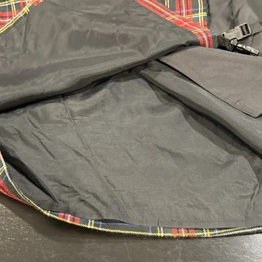 Vintage Y2K Express Wool Mini Skirt Black Plaid Preppy Grunge Goth Womens Small